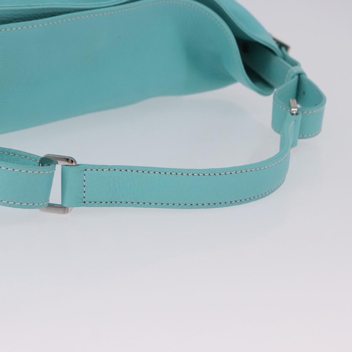 TIFFANY&Co. Shoulder Bag Leather Turquoise Blue Auth 193383V