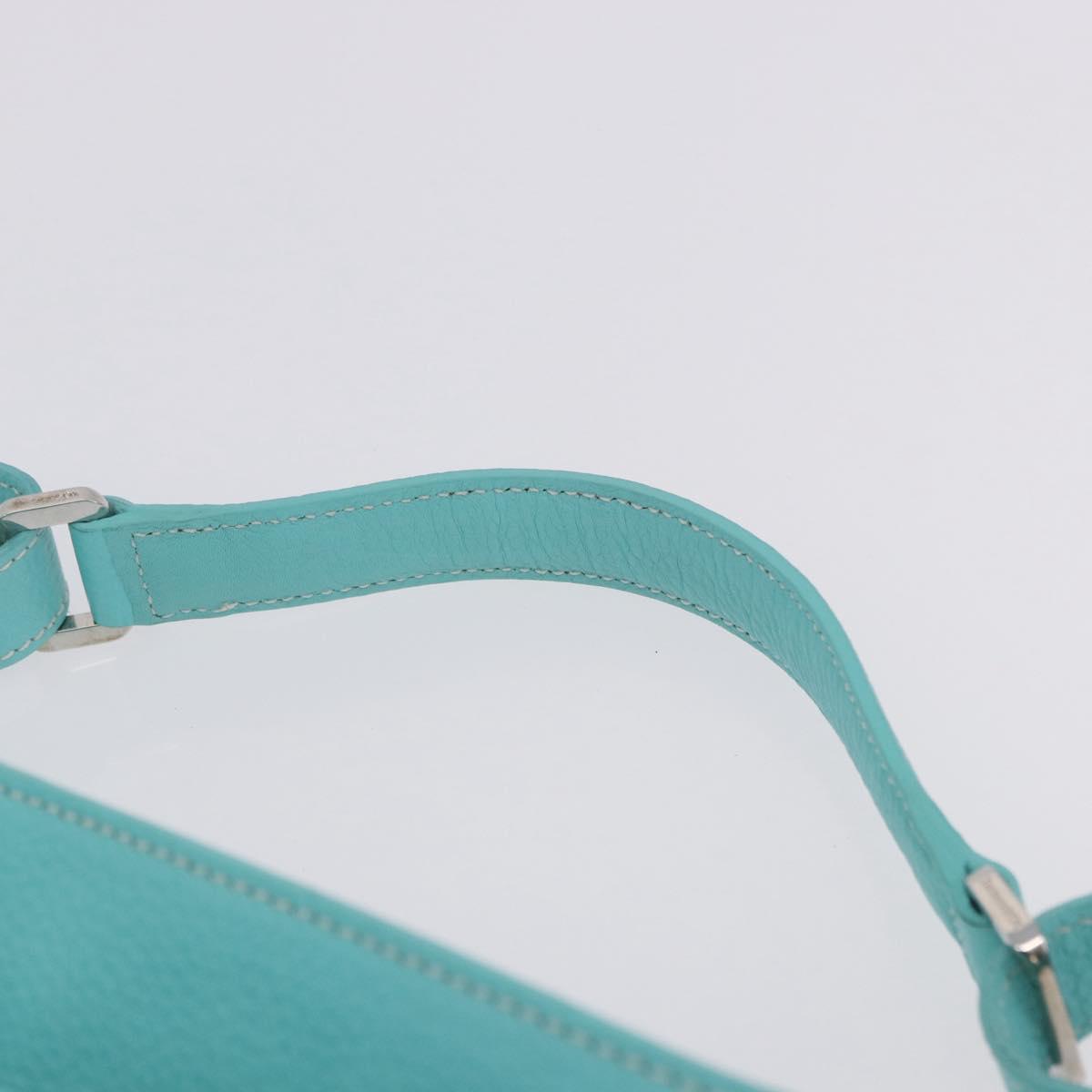 TIFFANY&Co. Shoulder Bag Leather Turquoise Blue Auth 193383V