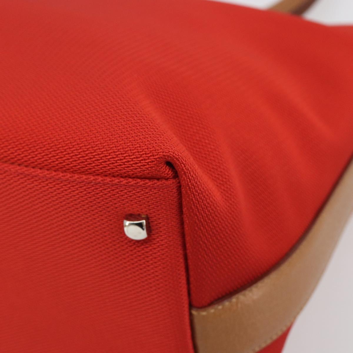 Salvatore Ferragamo Gancini Tote Bag Canvas Red Silver Auth 193384V