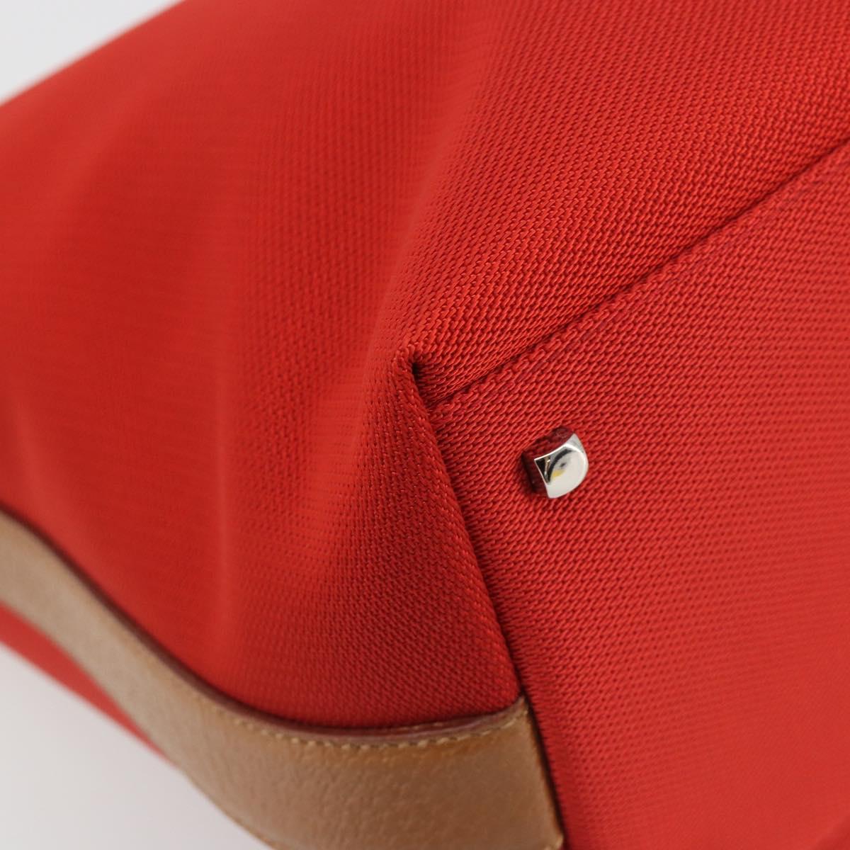 Salvatore Ferragamo Gancini Tote Bag Canvas Red Silver Auth 193384V