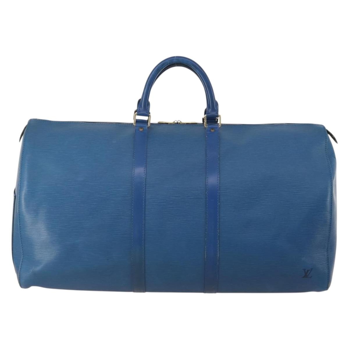 LOUIS VUITTON Epi Keepall 55 Boston Bag Toledo Blue M42955 LV Auth 193385