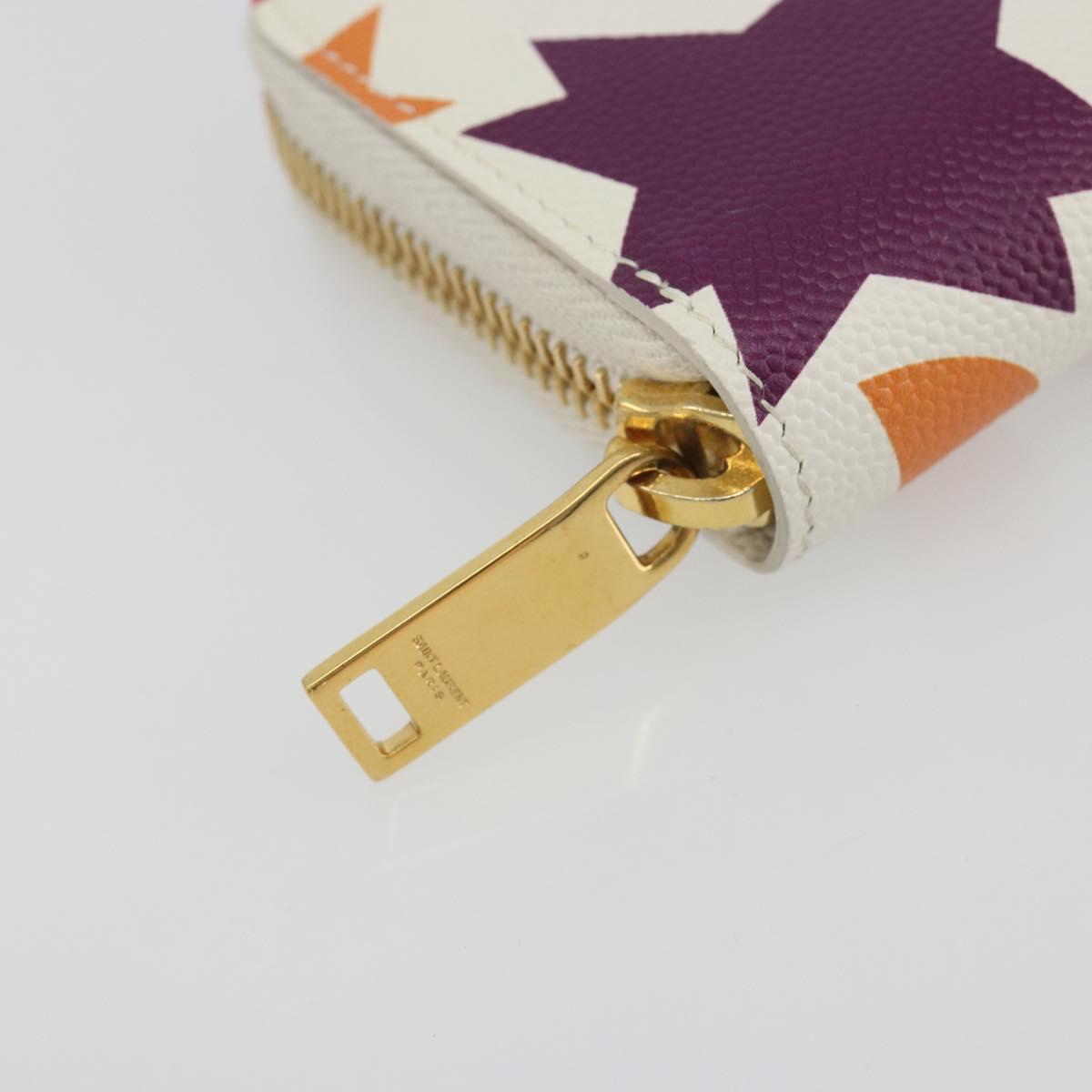 SAINT LAURENT Coin Purse Leather Multicolor Silver Auth 193388V