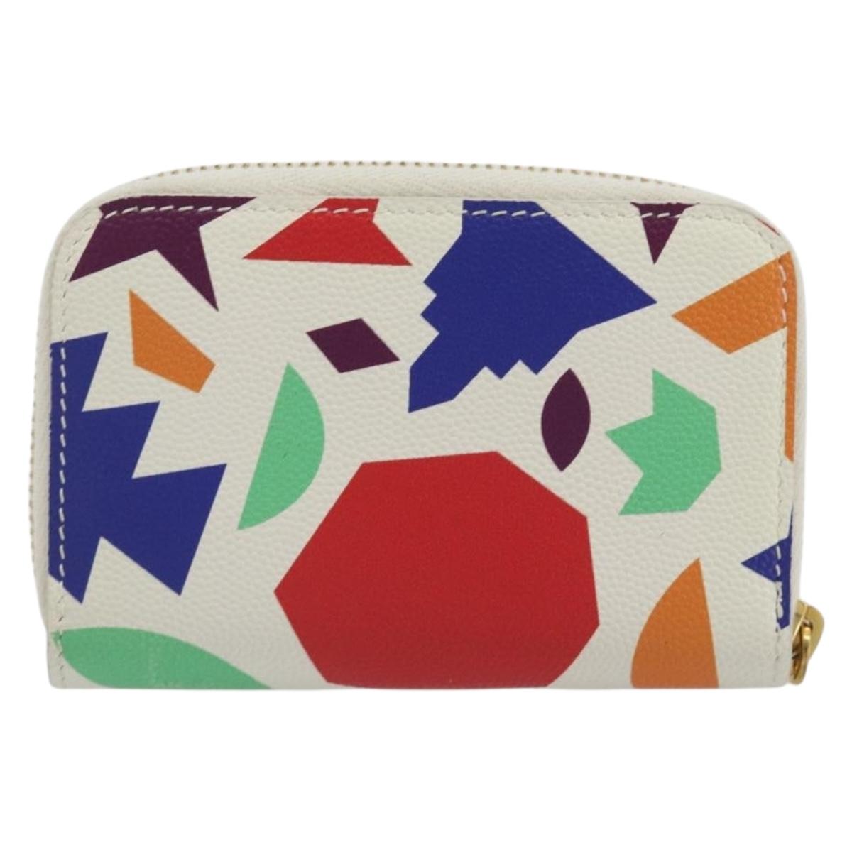 SAINT LAURENT Coin Purse Leather Multicolor Silver Auth 193388V