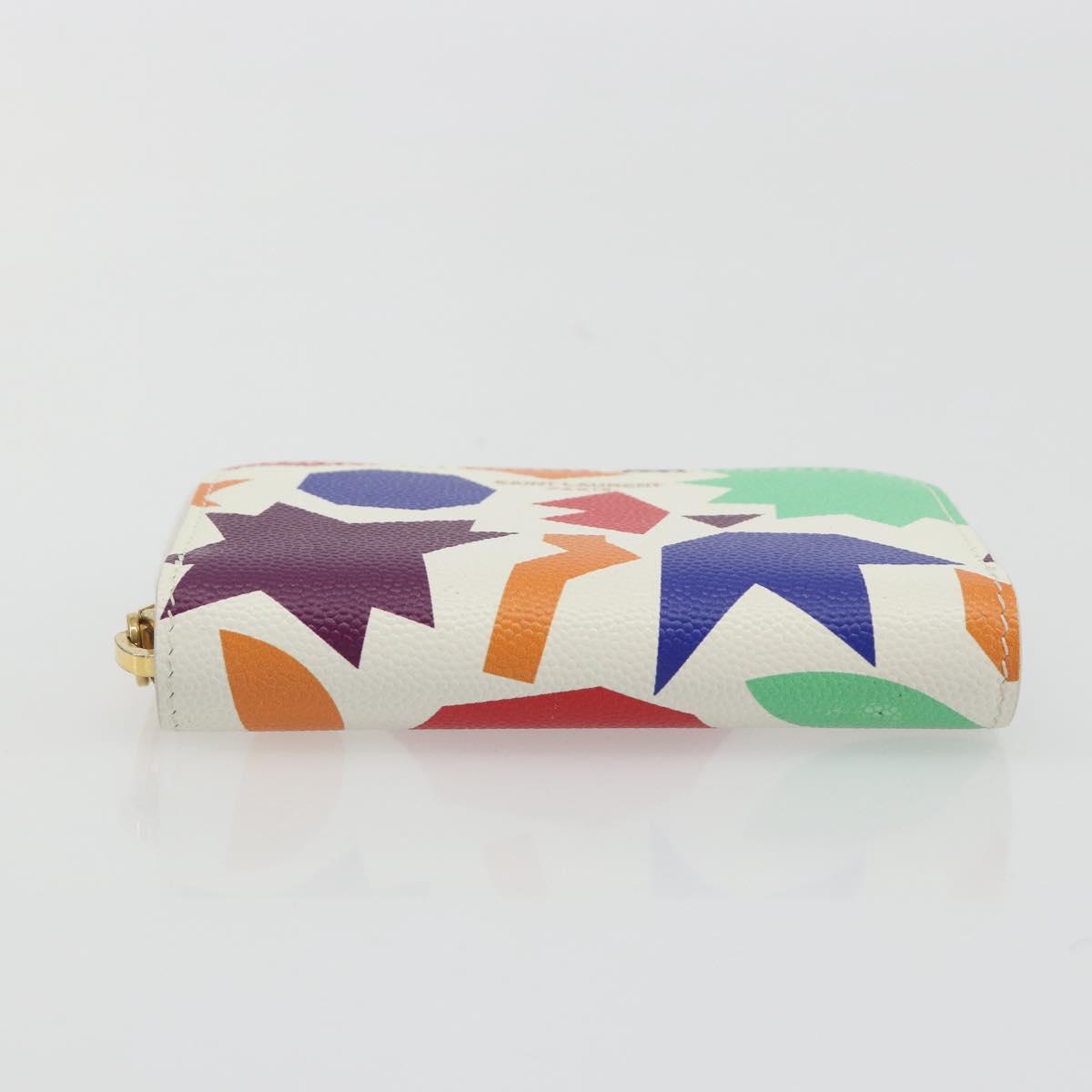 SAINT LAURENT Coin Purse Leather Multicolor Silver Auth 193388V