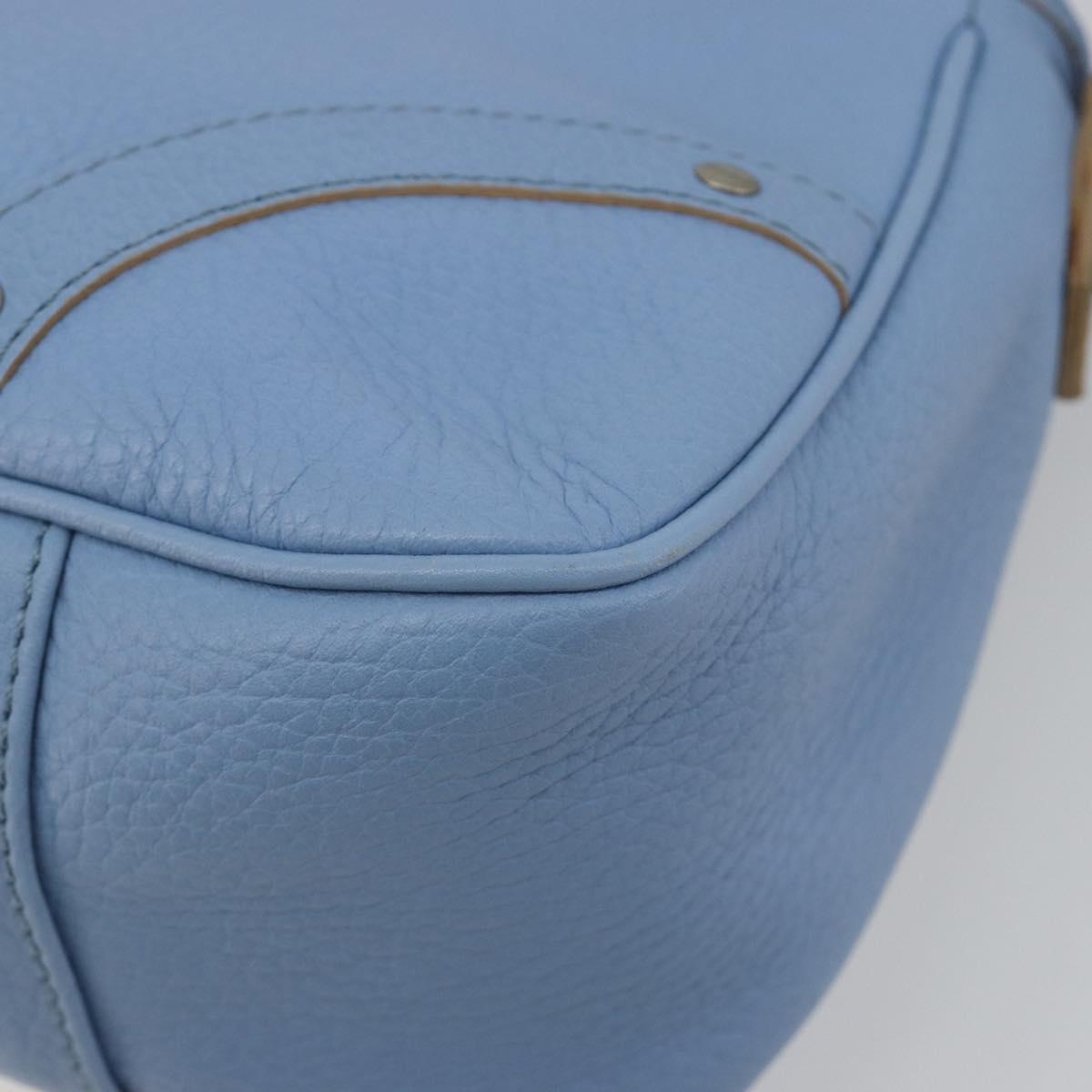 BURBERRY Shoulder Bag Leather Light Blue Silver Auth 193399A