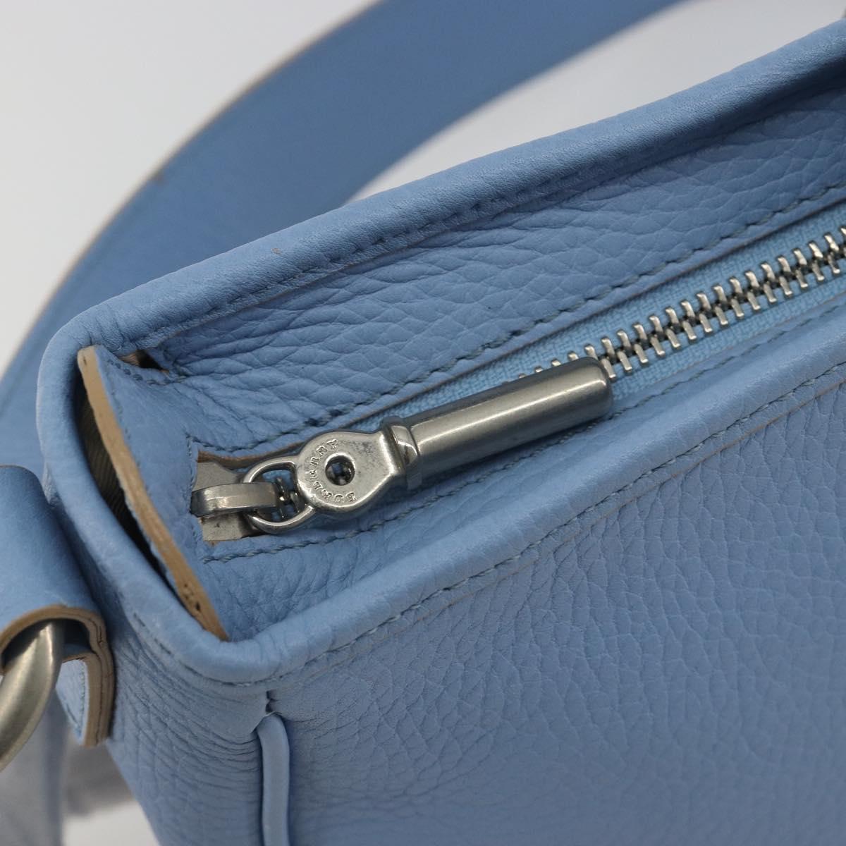 BURBERRY Shoulder Bag Leather Light Blue Silver Auth 193399A