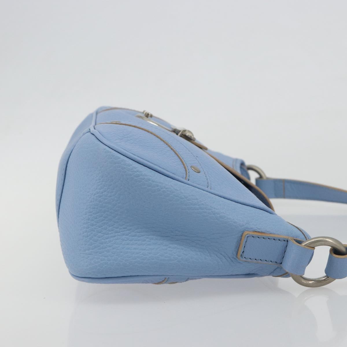 BURBERRY Shoulder Bag Leather Light Blue Silver Auth 193399A