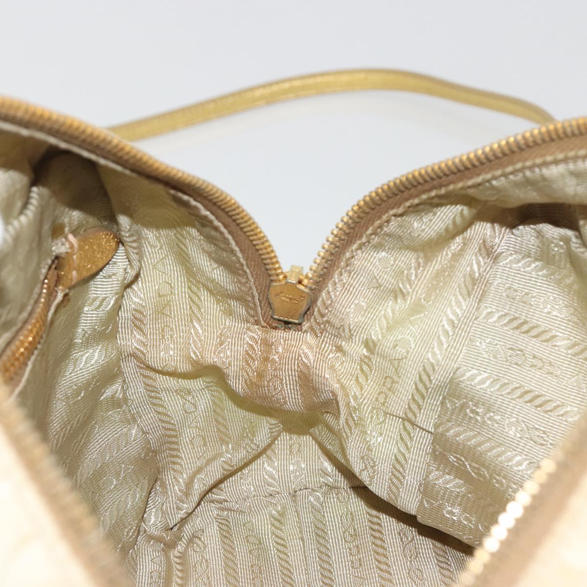 PRADA Shoulder Bag Nylon 2way Beige Gold Auth 193402A