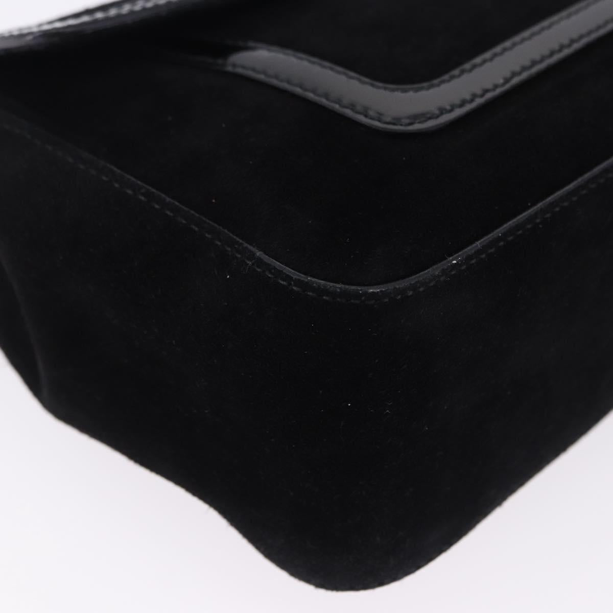 Salvatore Ferragamo Shoulder Bag Suede Black Gold Auth 193403A