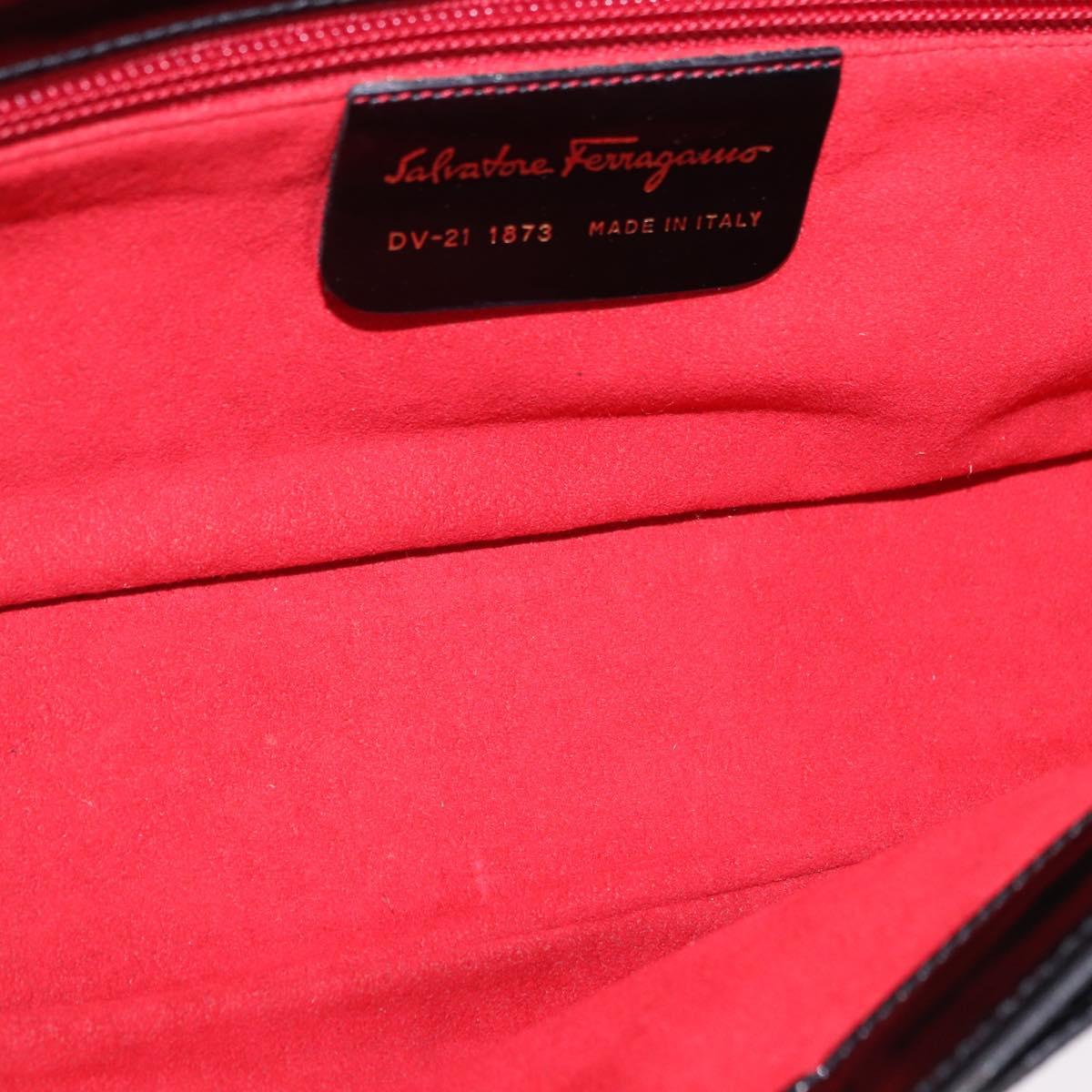 Salvatore Ferragamo Shoulder Bag Suede Black Gold Auth 193403A