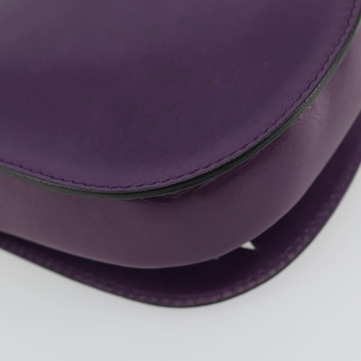 CELINE Star Ball Chain Shoulder Bag Leather Purple Gold Auth 193407V