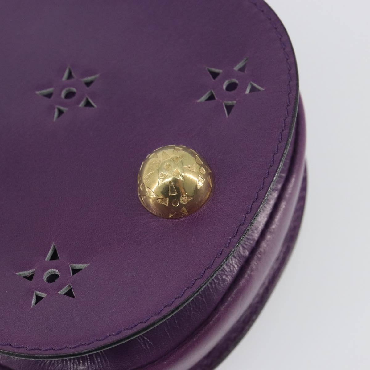 CELINE Star Ball Chain Shoulder Bag Leather Purple Gold Auth 193407V