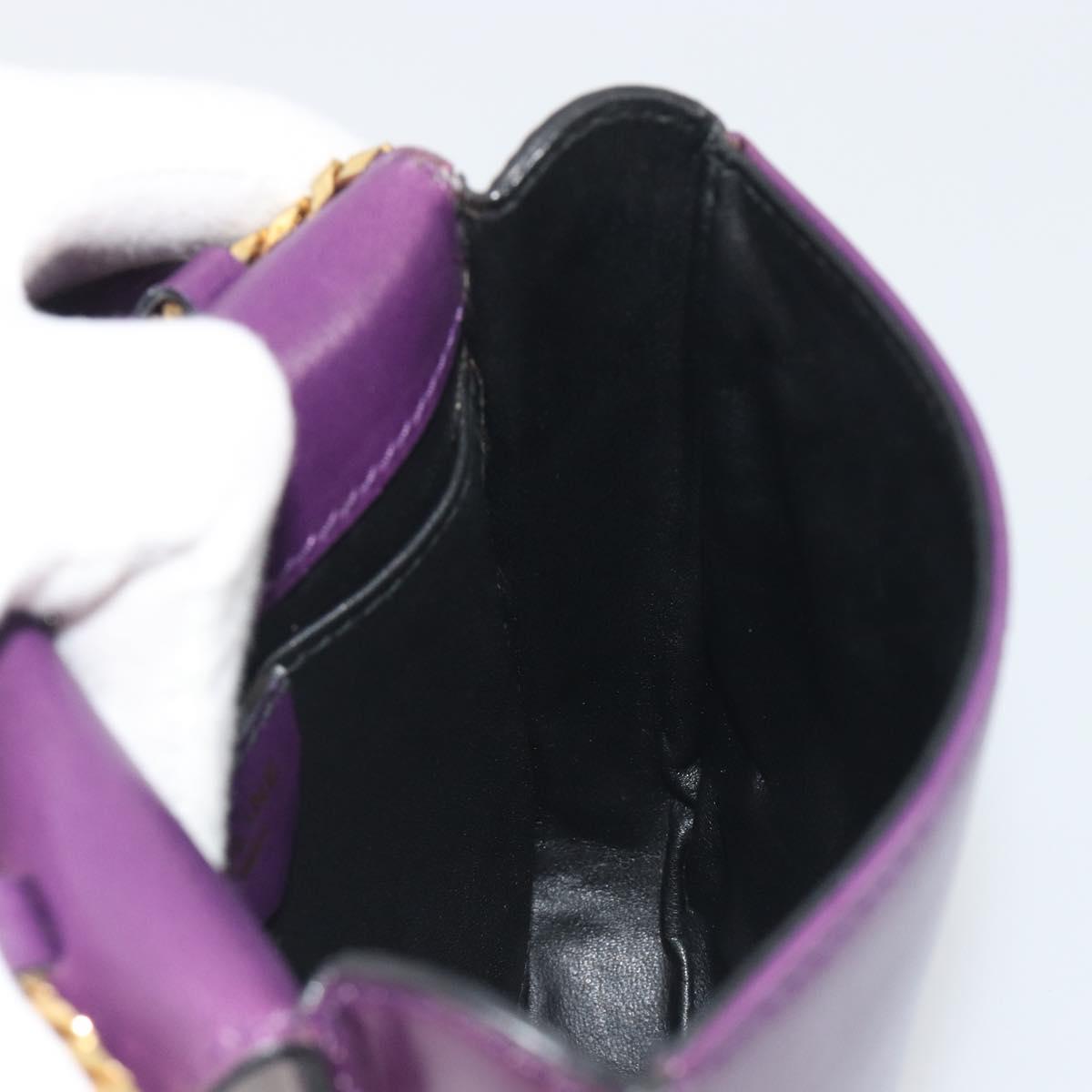 CELINE Star Ball Chain Shoulder Bag Leather Purple Gold Auth 193407V