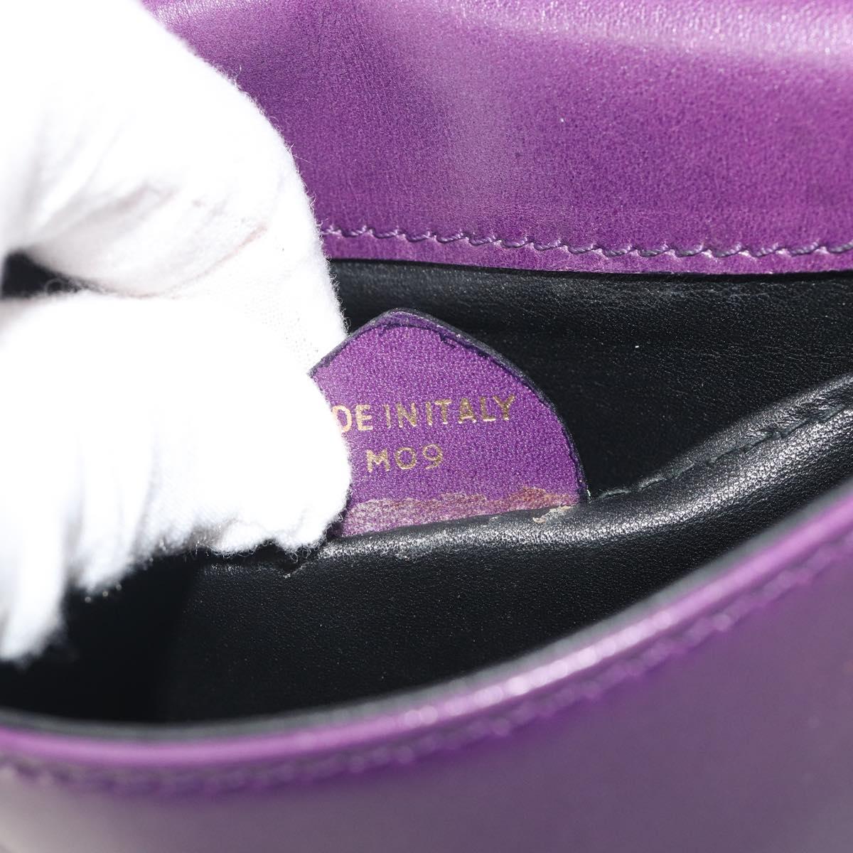CELINE Star Ball Chain Shoulder Bag Leather Purple Gold Auth 193407V