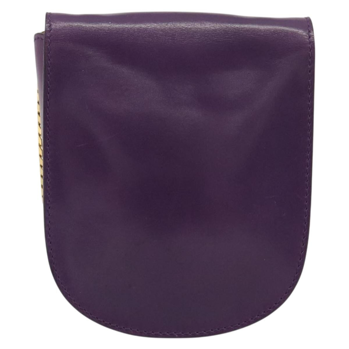 CELINE Star Ball Chain Shoulder Bag Leather Purple Gold Auth 193407V
