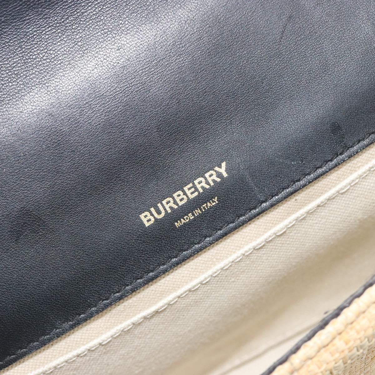 BURBERRY Chain Shoulder Bag Raffia Beige Gold Auth 193413A
