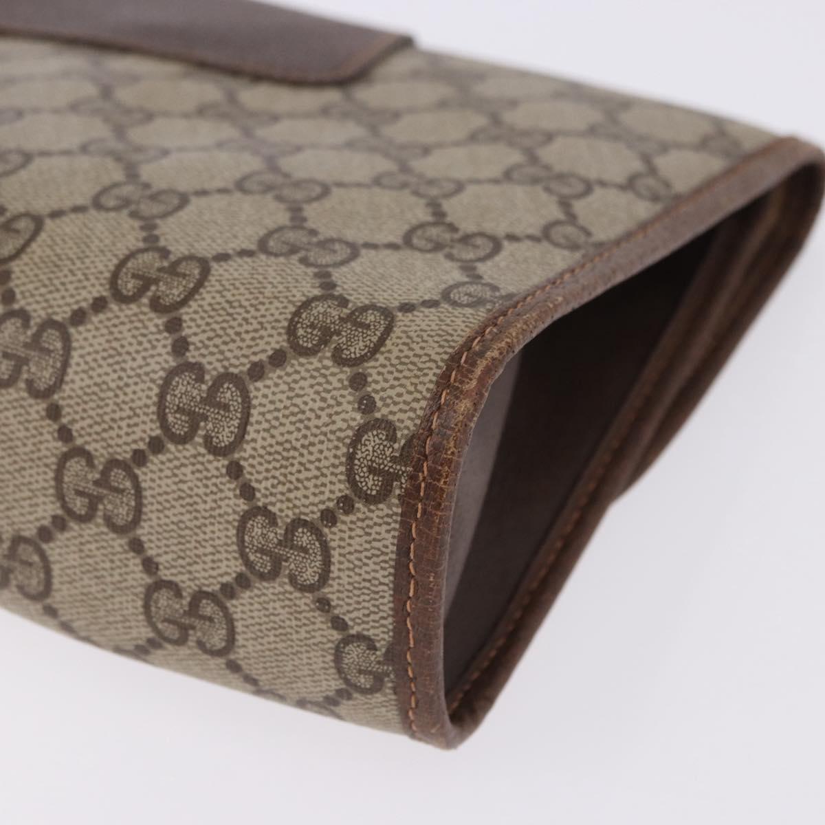 GUCCI GG Supreme Web Sherry Line Bag PVC Beige Gold 156 01 030 Auth 193414