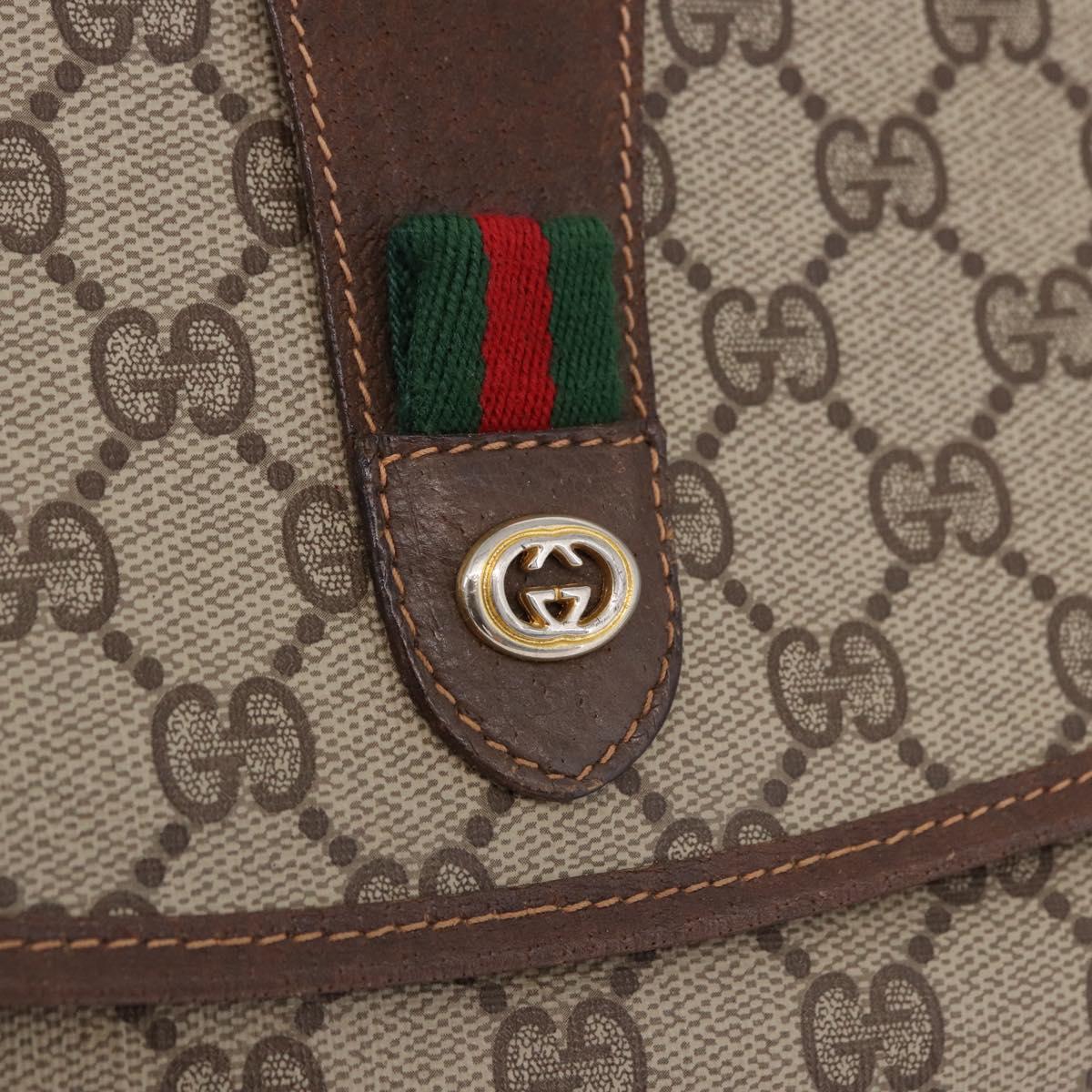 GUCCI GG Supreme Web Sherry Line Bag PVC Beige Gold 156 01 030 Auth 193414