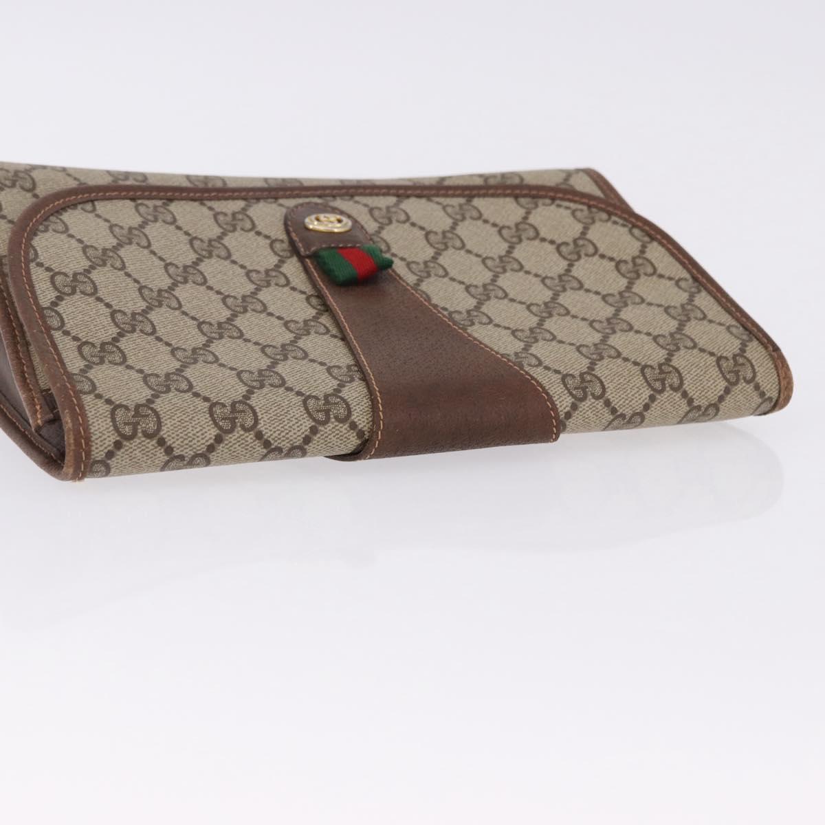 GUCCI GG Supreme Web Sherry Line Bag PVC Beige Gold 156 01 030 Auth 193414