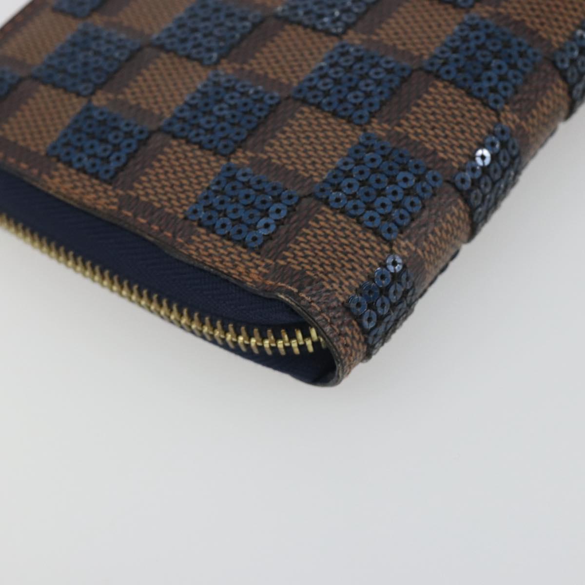 LOUIS VUITTON Damie Payette Zippy Wallet Long Wallet Blue N63172 LV Auth 193419V