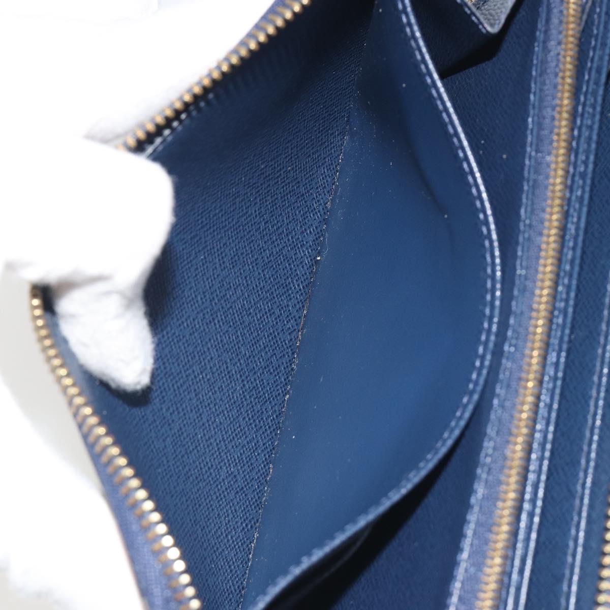 LOUIS VUITTON Damie Payette Zippy Wallet Long Wallet Blue N63172 LV Auth 193419V