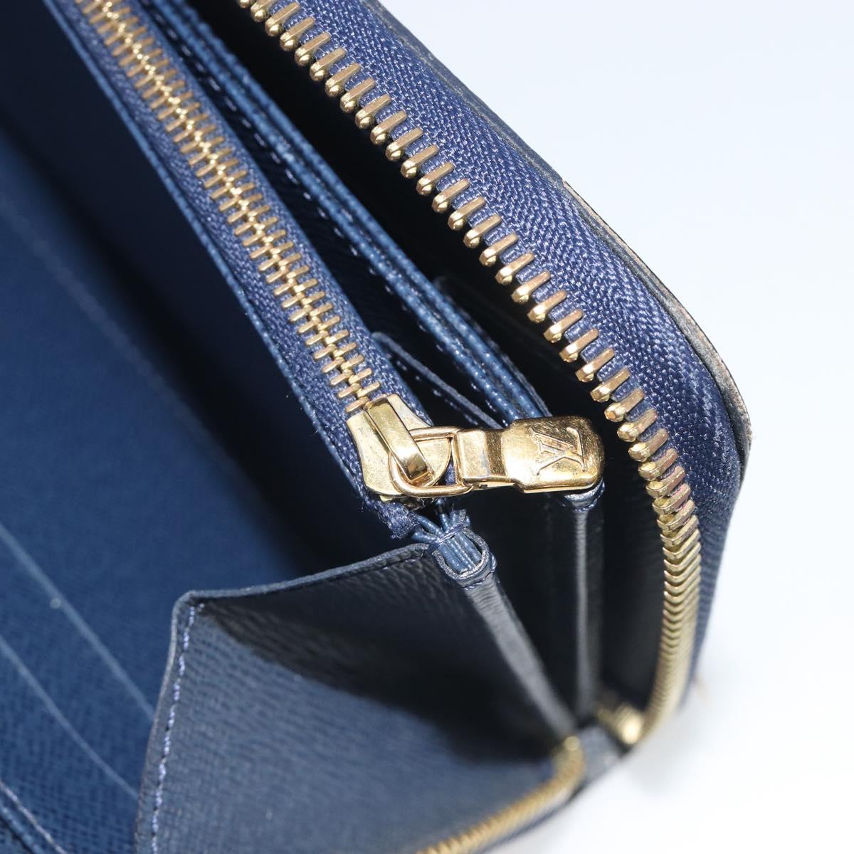 LOUIS VUITTON Damie Payette Zippy Wallet Long Wallet Blue N63172 LV Auth 193419V