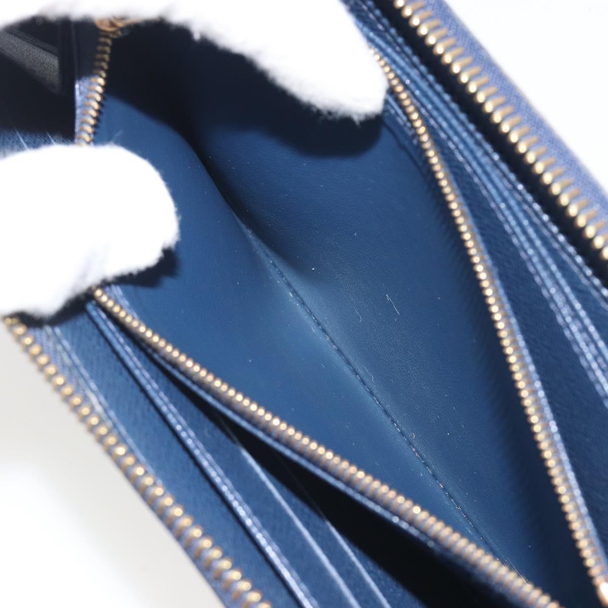 LOUIS VUITTON Damie Payette Zippy Wallet Long Wallet Blue N63172 LV Auth 193419V
