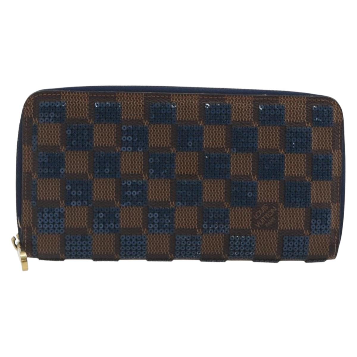 LOUIS VUITTON Damie Payette Zippy Wallet Long Wallet Blue N63172 LV Auth 193419V