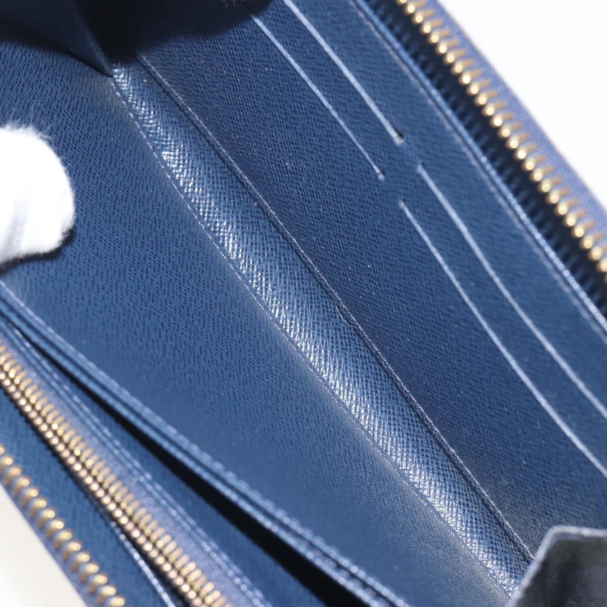LOUIS VUITTON Damie Payette Zippy Wallet Long Wallet Blue N63172 LV Auth 193419V