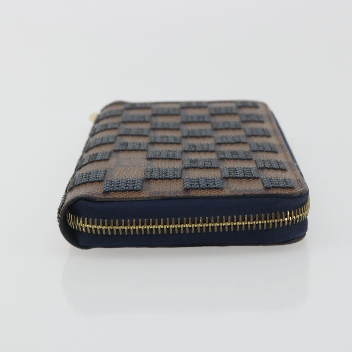LOUIS VUITTON Damie Payette Zippy Wallet Long Wallet Blue N63172 LV Auth 193419V