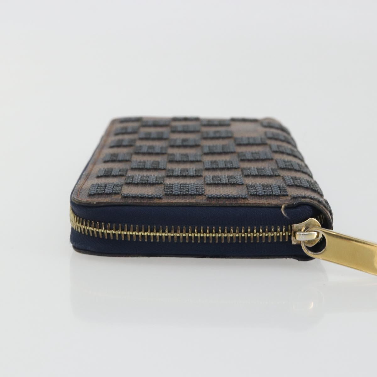 LOUIS VUITTON Damie Payette Zippy Wallet Long Wallet Blue N63172 LV Auth 193419V