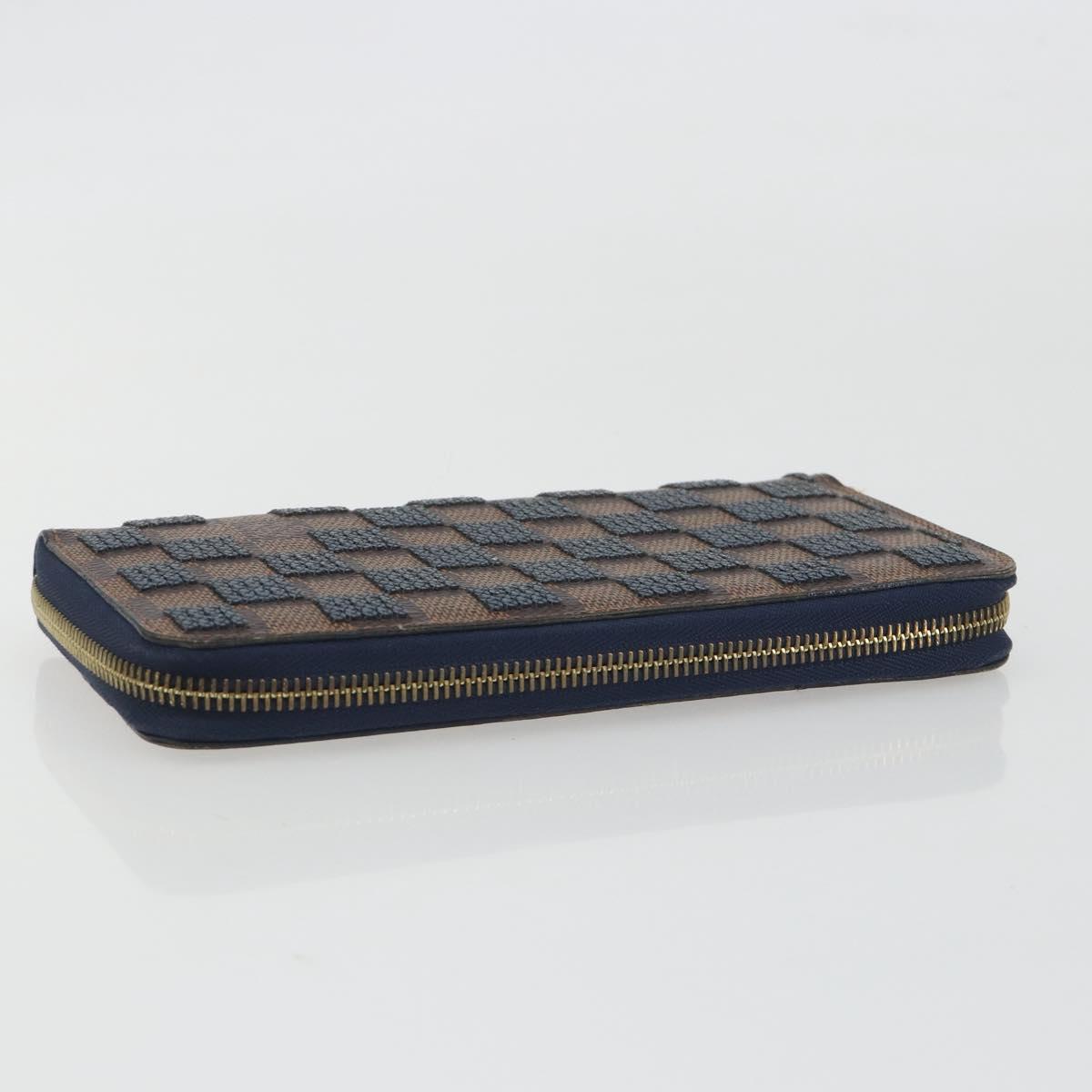 LOUIS VUITTON Damie Payette Zippy Wallet Long Wallet Blue N63172 LV Auth 193419V