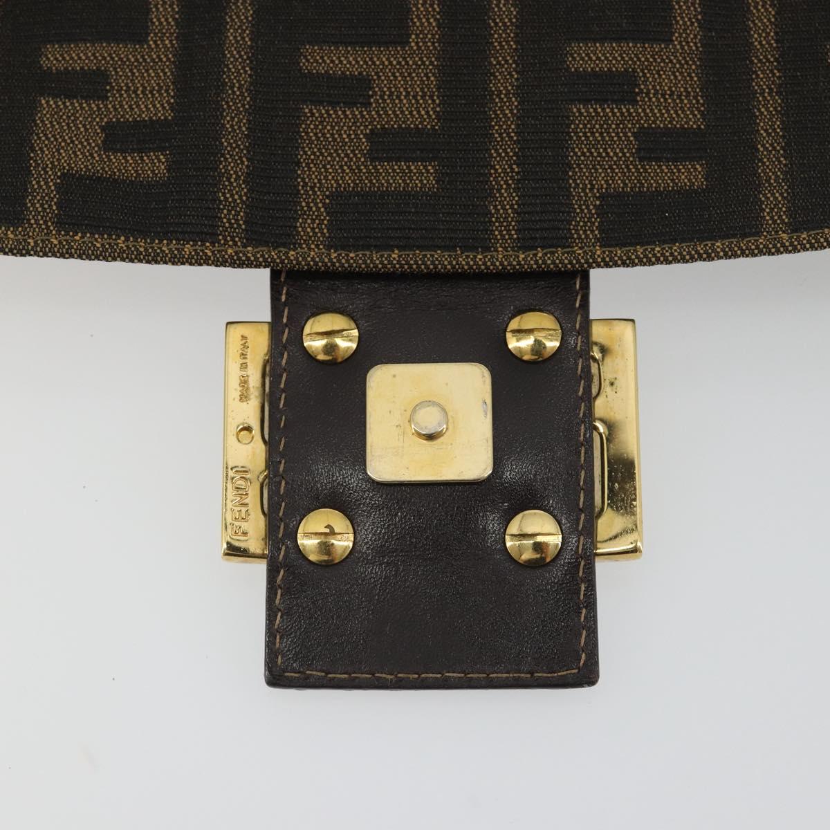FENDI Zucca Canvas Mamma Baguette Shoulder Bag Brown Black Auth 193422V