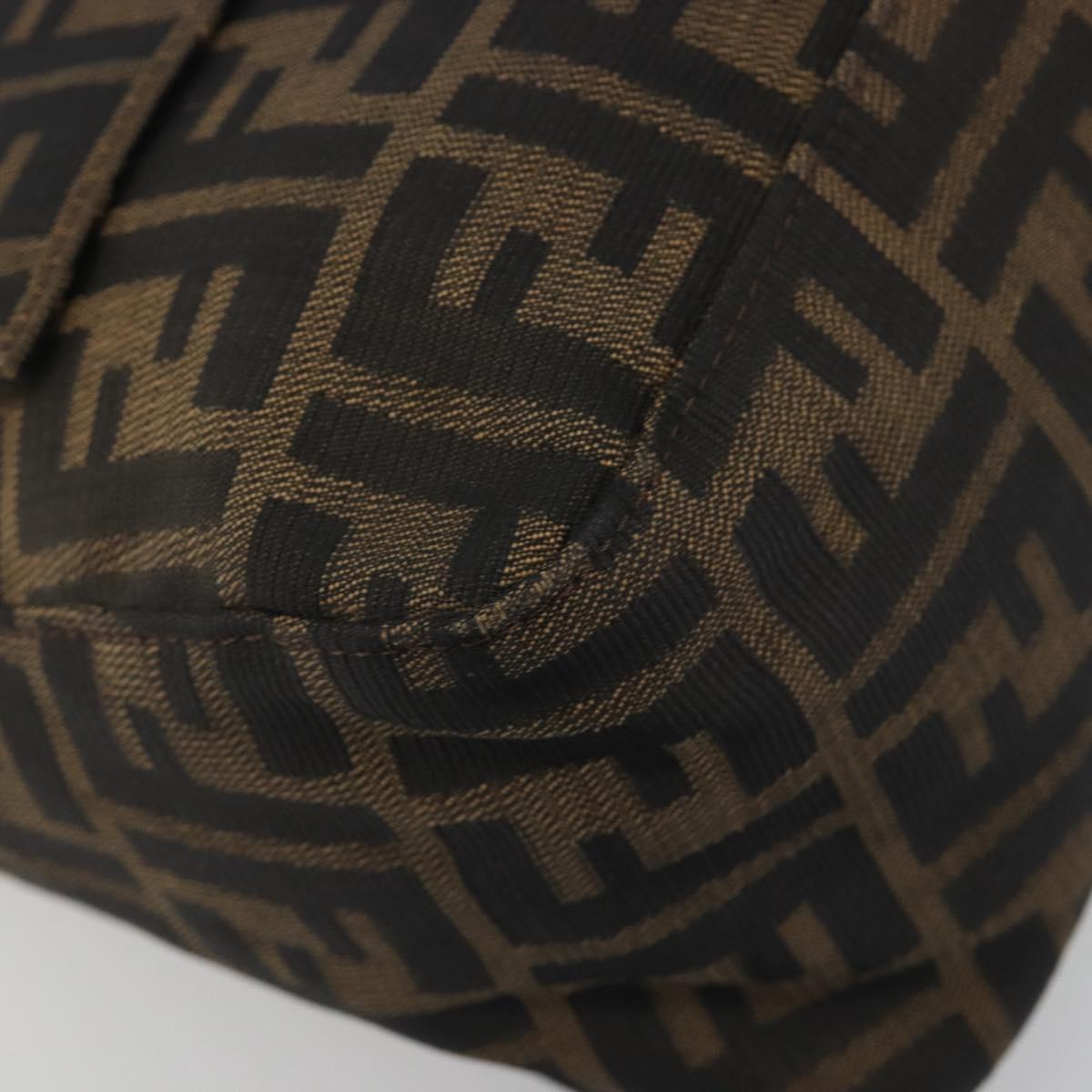 FENDI Zucca Canvas Mamma Baguette Shoulder Bag Brown Black Auth 193423V