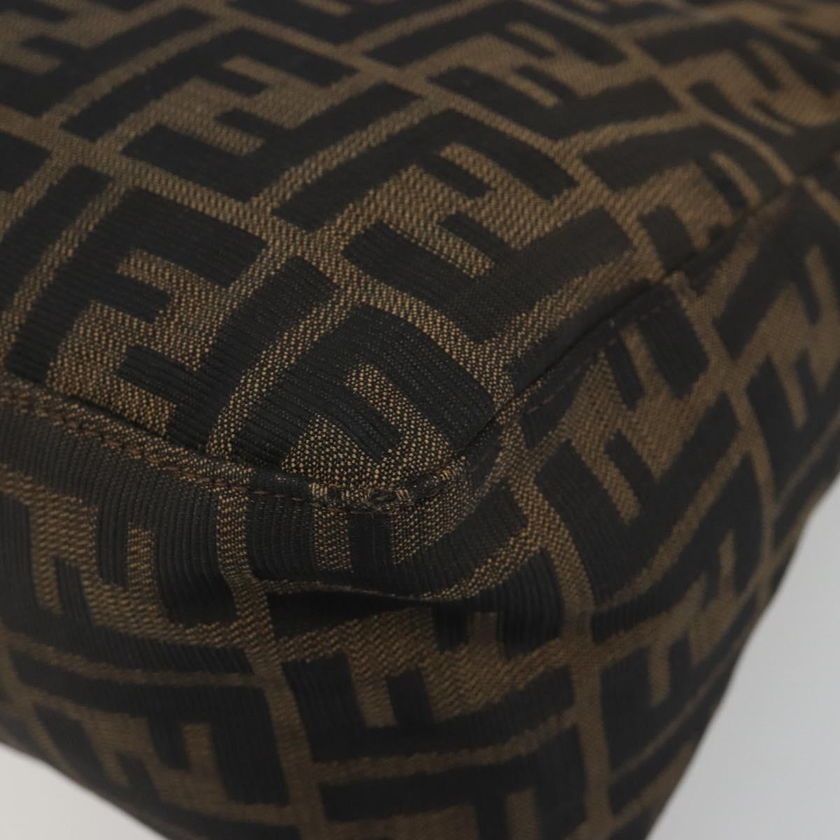 FENDI Zucca Canvas Mamma Baguette Shoulder Bag Brown Black Auth 193423V