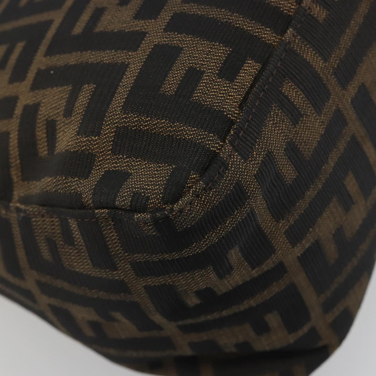 FENDI Zucca Canvas Mamma Baguette Shoulder Bag Brown Black Auth 193423V