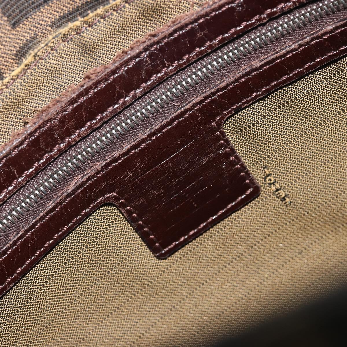FENDI Zucca Canvas Mamma Baguette Shoulder Bag Brown Black Auth 193423V