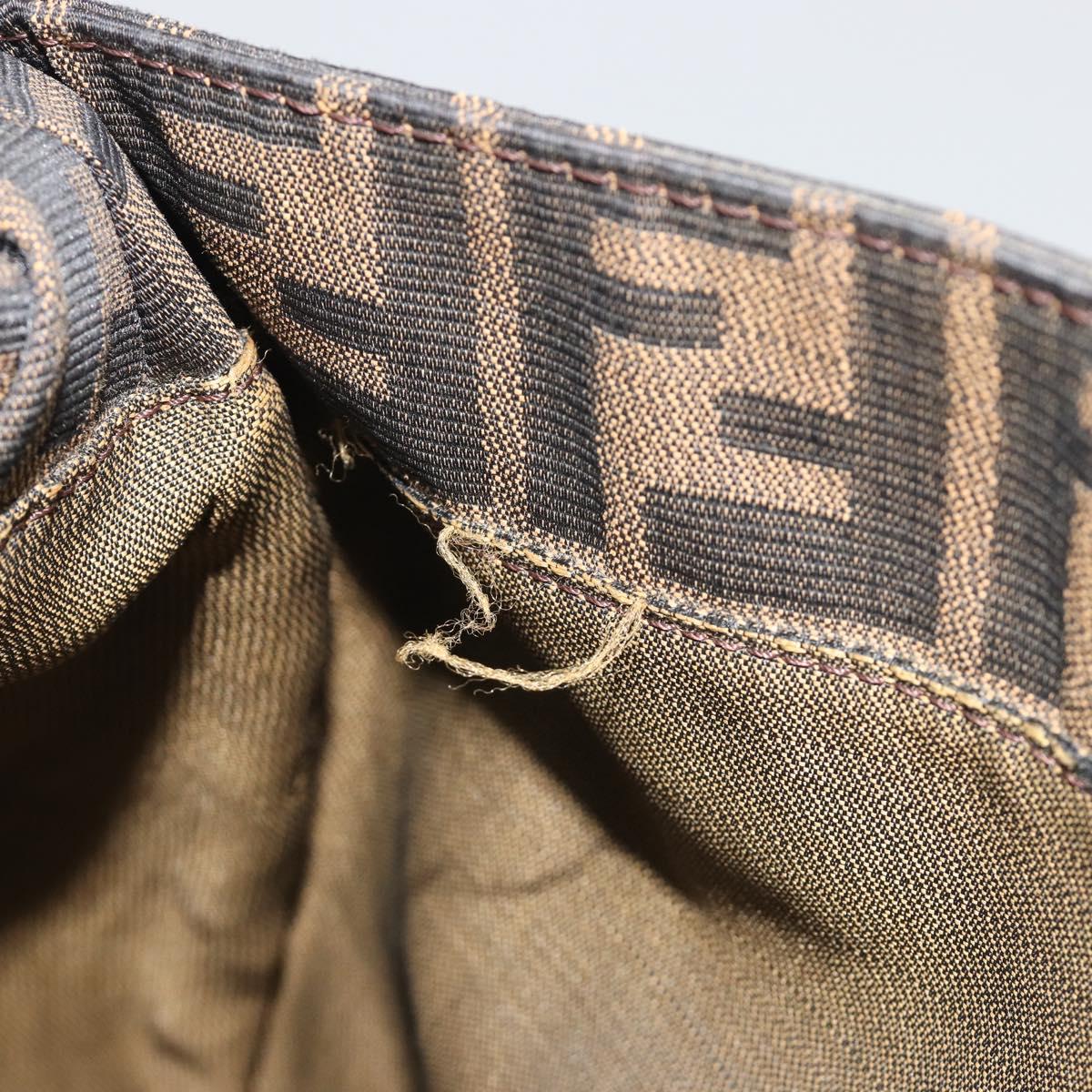 FENDI Zucca Canvas Mamma Baguette Shoulder Bag Brown Black Auth 193423V