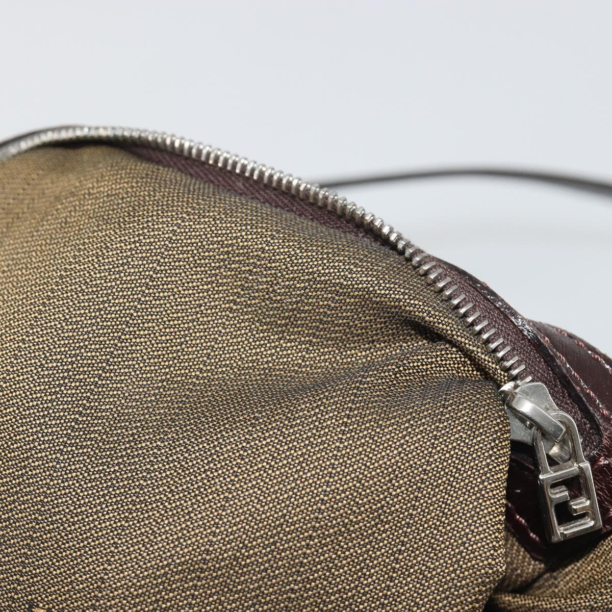 FENDI Zucca Canvas Mamma Baguette Shoulder Bag Brown Black Auth 193423V