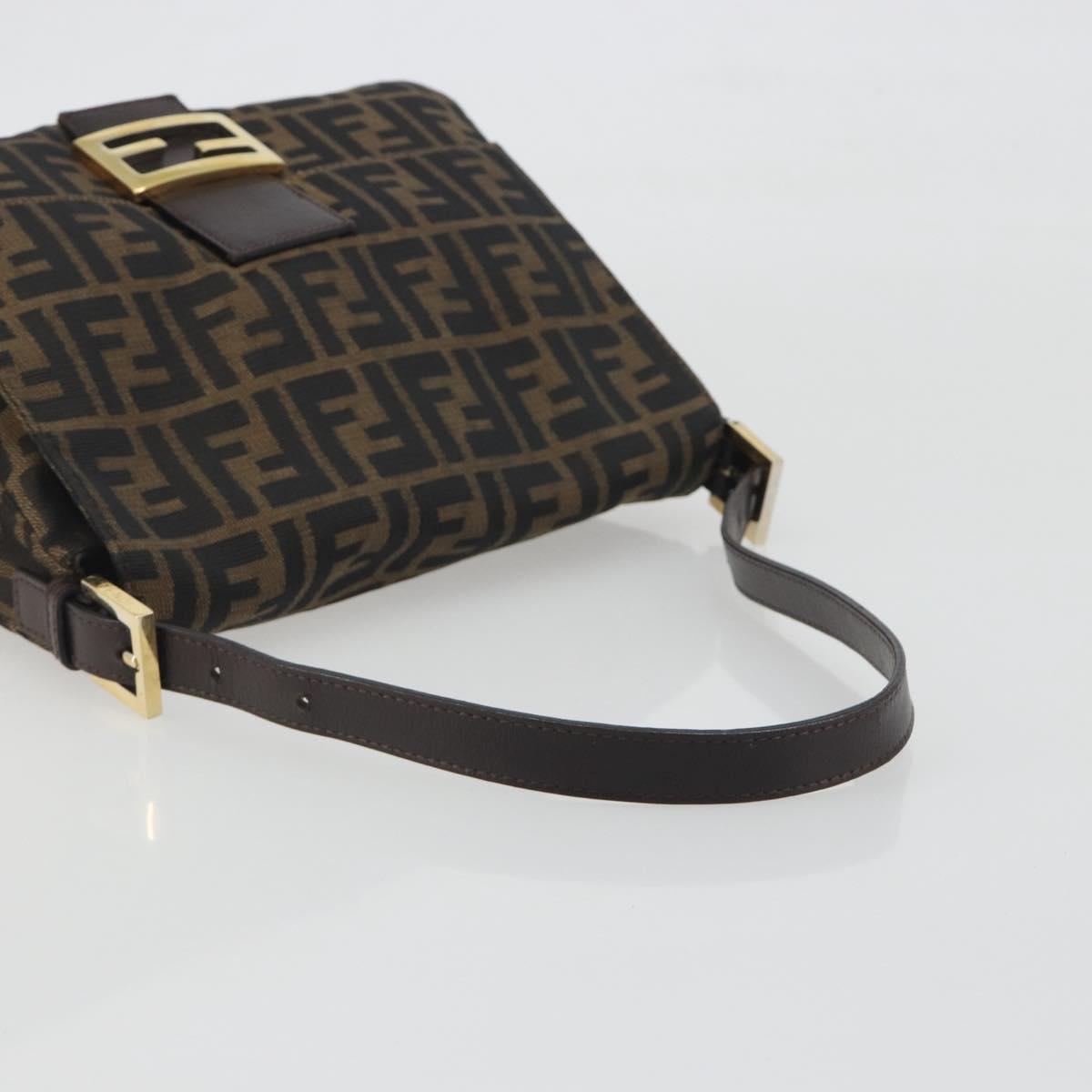 FENDI Zucca Canvas Mamma Baguette Shoulder Bag Brown Black Auth 193423V