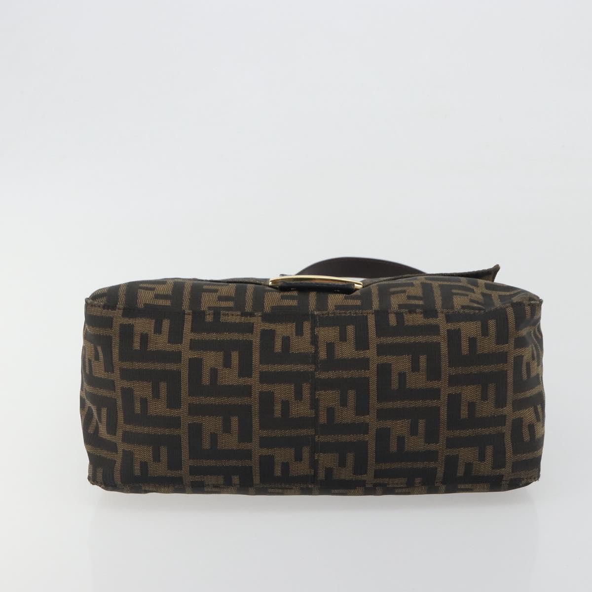 FENDI Zucca Canvas Mamma Baguette Shoulder Bag Brown Black Auth 193423V
