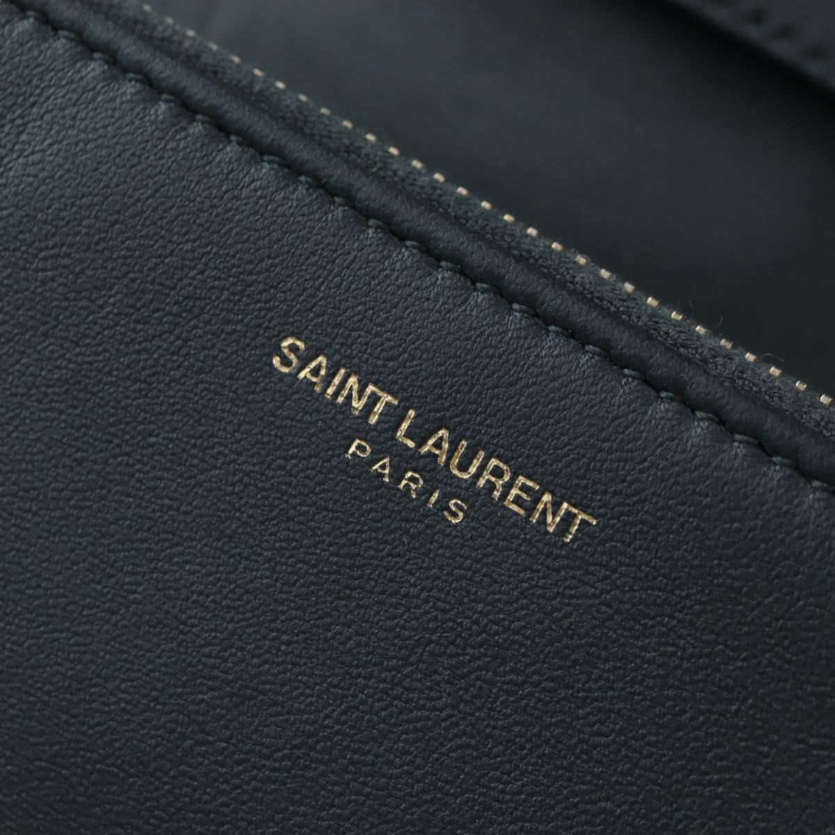 SAINT LAURENT Cassandra Angie Chain Shoulder Bag Leather Navy Gold Auth 193424M