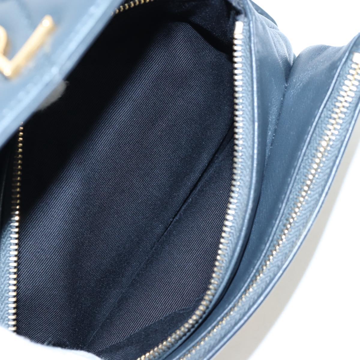 SAINT LAURENT Cassandra Angie Chain Shoulder Bag Leather Navy Gold Auth 193424M