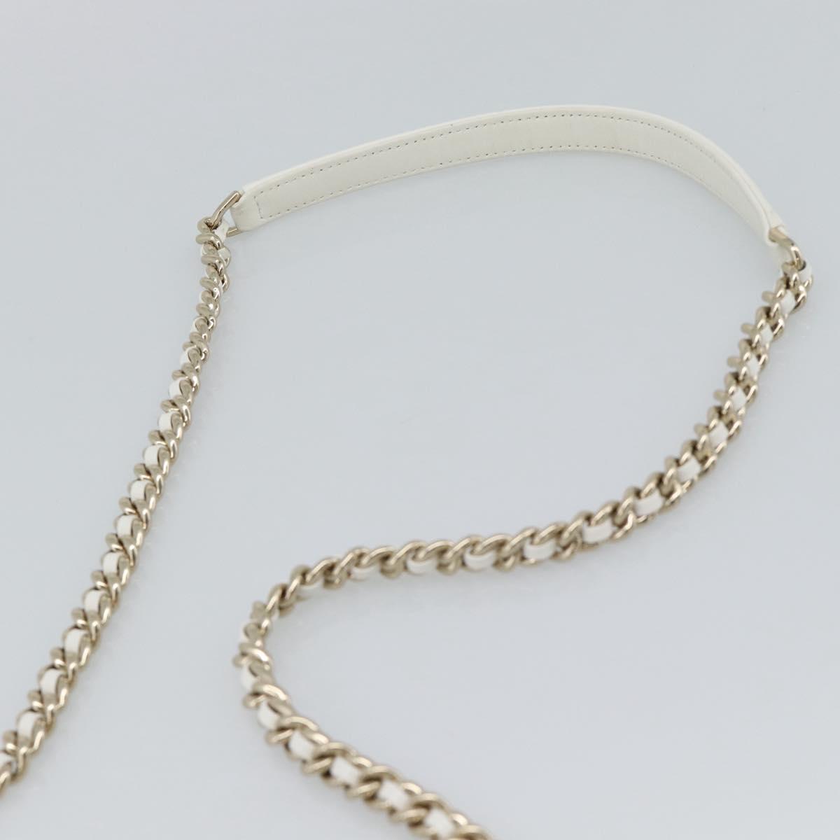 CHANEL Matelasse Chain Shoulder Bag Lamb Skin 2way White Gold CC Auth 193425SAM
