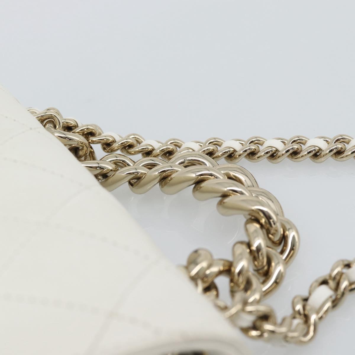CHANEL Matelasse Chain Shoulder Bag Lamb Skin 2way White Gold CC Auth 193425SAM