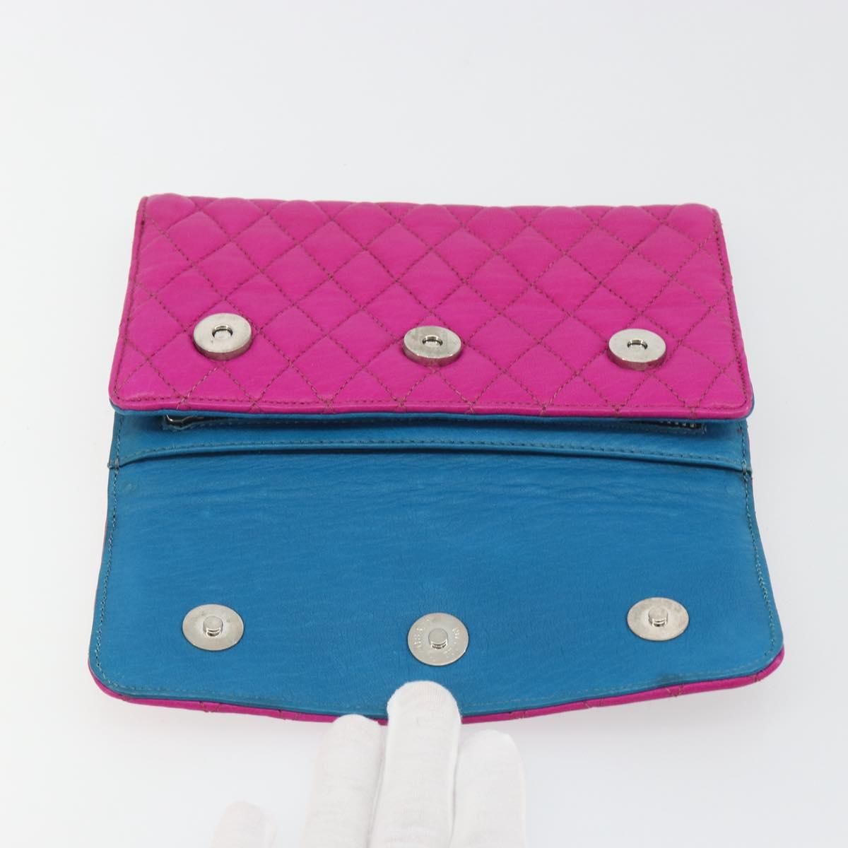 Chrome Hearts Wave 4 3-Snap Quilted Long Wallet Leather Pink Auth 193426SM