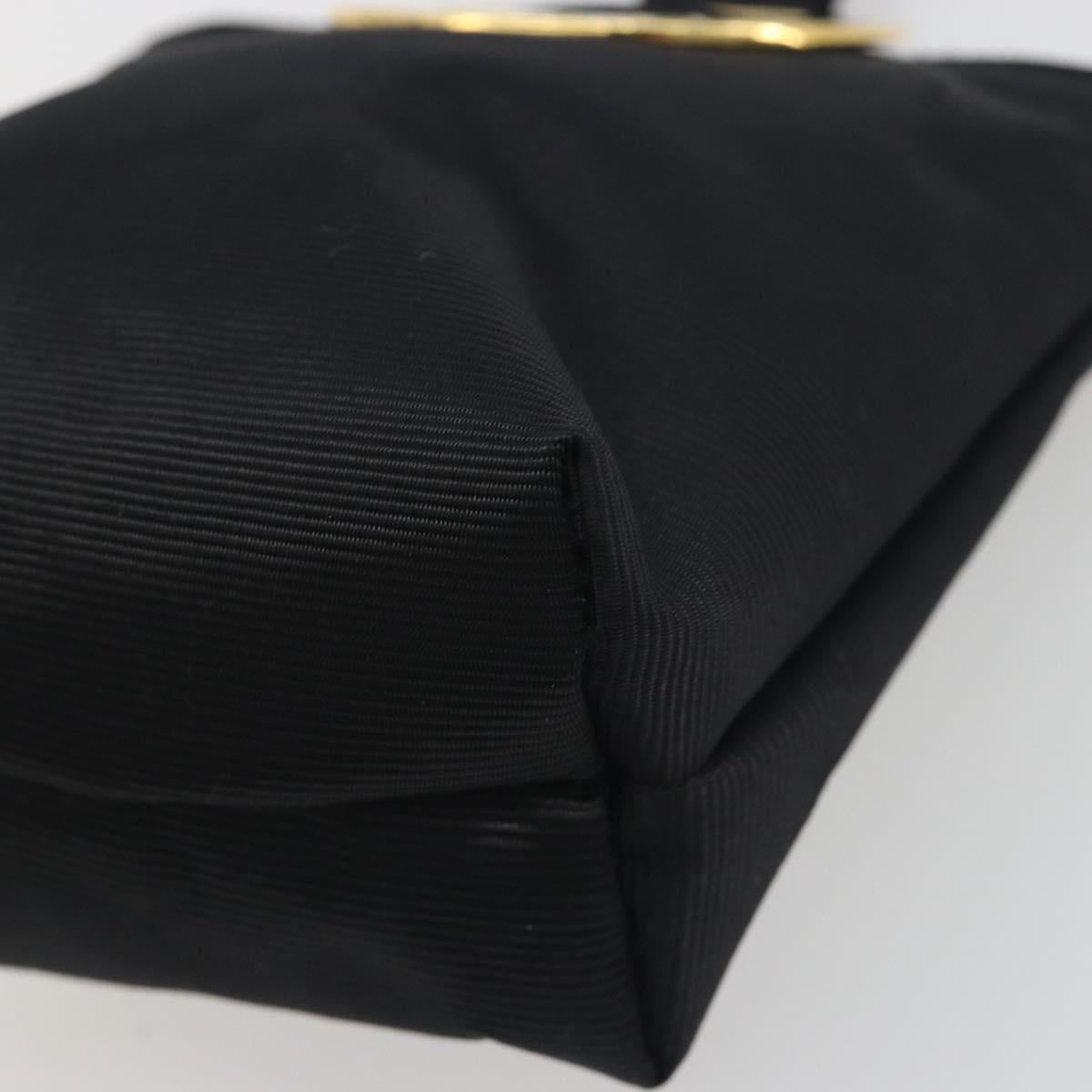 CELINE Circle Pouch Canvas Black Gold Tone Auth 193429A