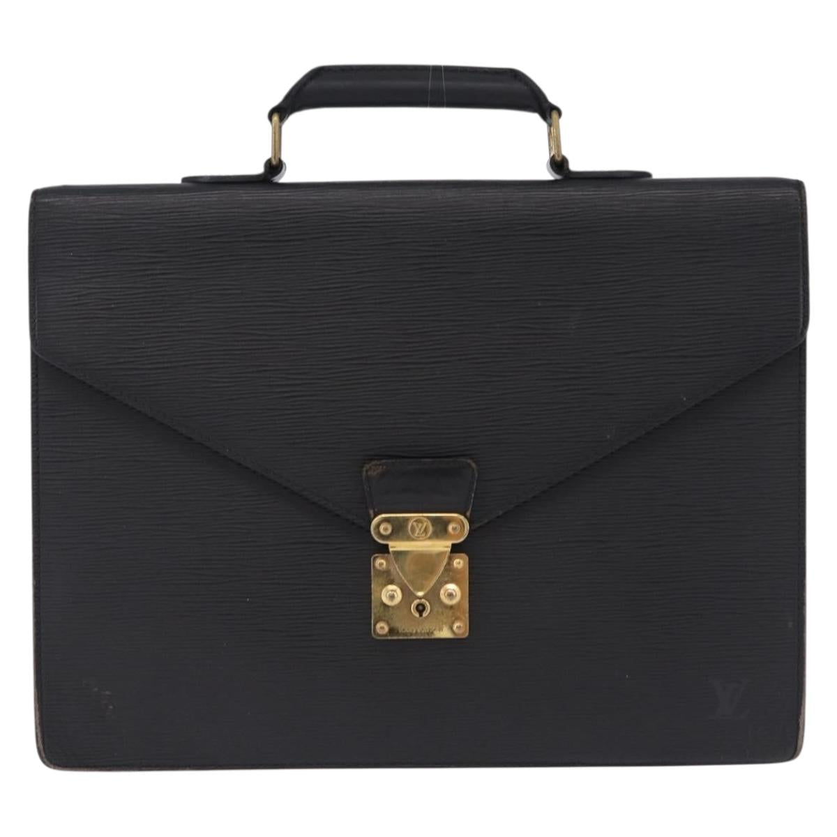 LOUIS VUITTON Epi ServietteConseiller Business Bag Black M54422 LV Auth 193430