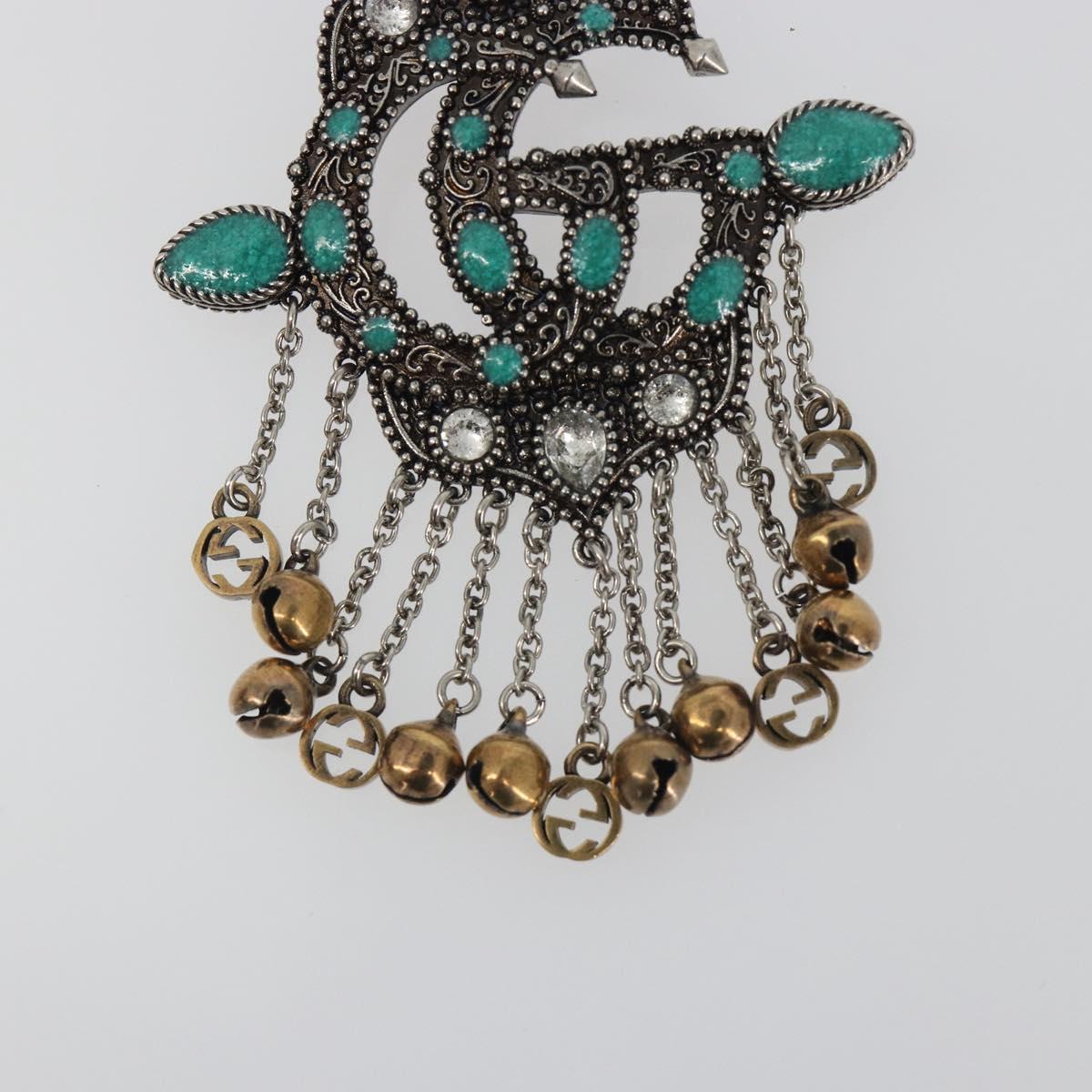 GUCCI GG Marmont Turquoise Brooch metal Silver Auth 193434M