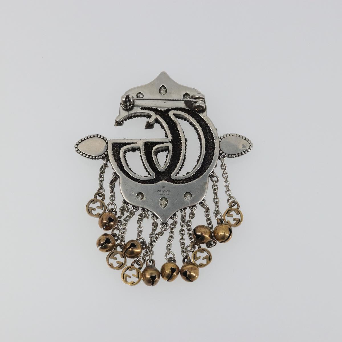 GUCCI GG Marmont Turquoise Brooch metal Silver Auth 193434M